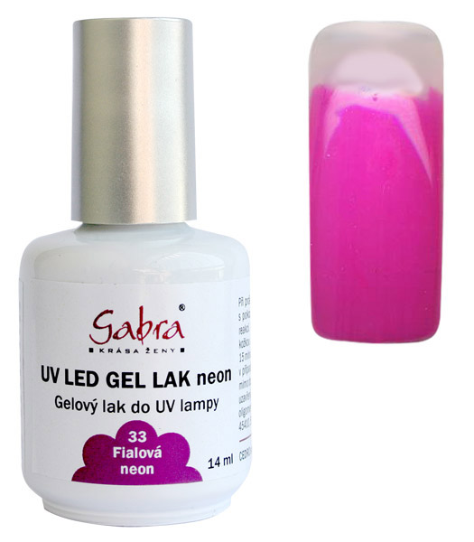 UV gel lak GABRA 33 fialová neon 14 ml UV gel lak GABRA 33 fialová neon 14 ml - Péče o ruce Gel laky