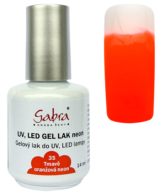 UV gel lak GABRA 35 tmavě oranžová neon 14 ml UV gel lak GABRA 35 tmavě oranžová neon 14 ml - Péče o ruce Gel laky