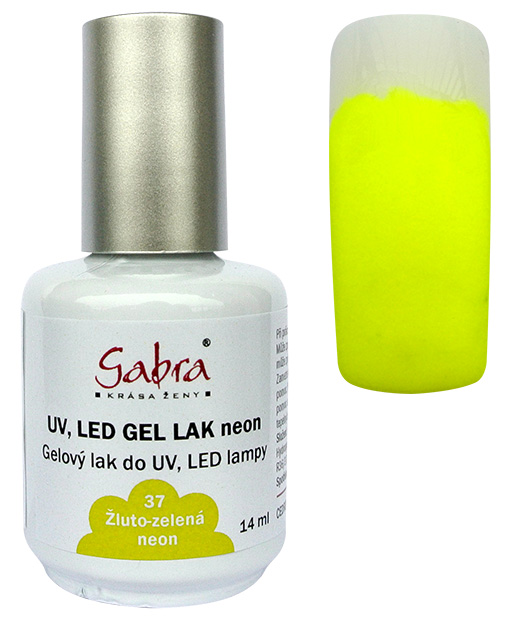UV gel lak GABRA 37 žluto zelená neon 14 ml UV gel lak GABRA 37 žluto zelená neon 14 ml - Péče o ruce Gel laky