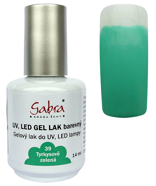 UV gel lak GABRA 39 tyrkysově zelená 14 ml UV gel lak GABRA 39 tyrkysově zelená 14 ml - Péče o ruce Gel laky