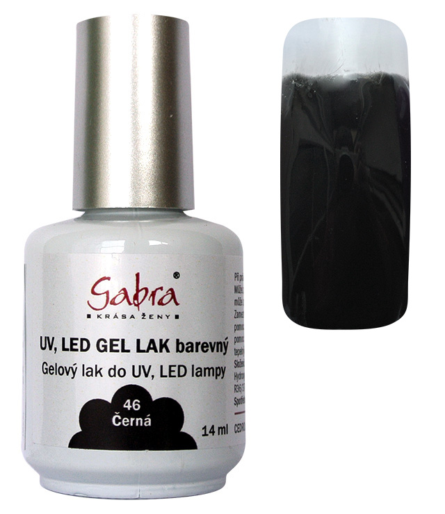 UV gel lak GABRA 46 černá 14 ml UV gel lak GABRA 46 černá 14 ml - Péče o ruce Gel laky