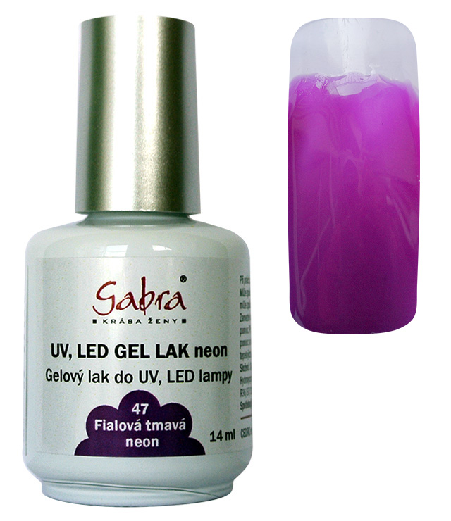 UV gel lak GABRA 47 fialová tmavá neon 14 ml UV gel lak GABRA 47 fialová tmavá neon 14 ml - Péče o ruce Gel laky