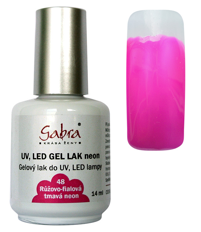 UV gel lak GABRA 48 růžovo fialová tmavá neon 14 ml