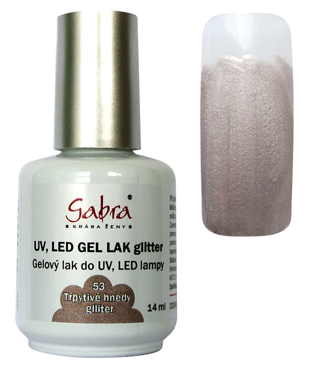 UV gel lak GABRA 53 třpitivě hnědý glitter 14 ml UV gel lak GABRA 53 třpitivě hnědý glitter 14 ml - Péče o ruce Gel laky