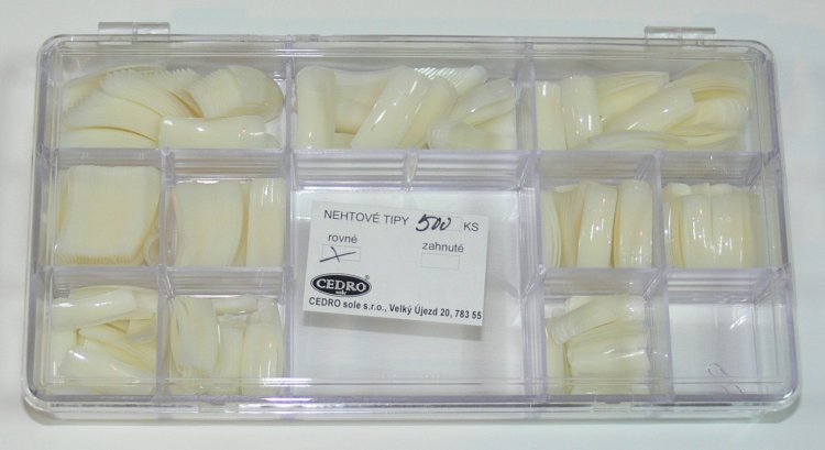 Nehtové tipy Cedro BOX 500 ks rovné Nehtové tipy Cedro BOX 500 ks rovné - Péče o ruce Nehtové tipy pro nehtovou modeláž Nehtové tipy - boxy CEDRO