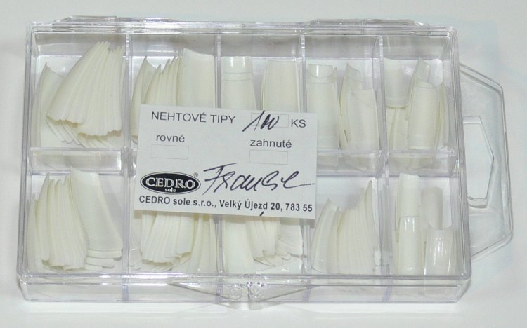 Nehtové tipy Cedro BOX 100 ks na francouzskou manikúru Nehtové tipy Cedro BOX 100 ks na francouzskou manikúru - Péče o ruce Nehtové tipy pro nehtovou modeláž Nehtové tipy - boxy CEDRO