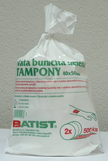 Batist Buničitá vata dělená tampony 40 x 50 mm 2 x 500 ks